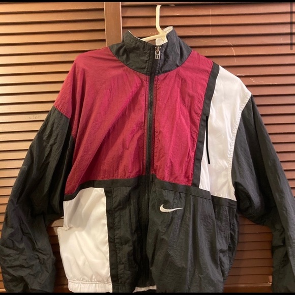 nike windbreaker mens red and black